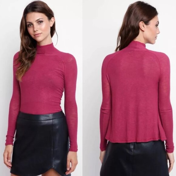 Free People Women's Snuggle Layering Top Sangria Color Size XS $40 Price New Tag - Picture 3 of 5